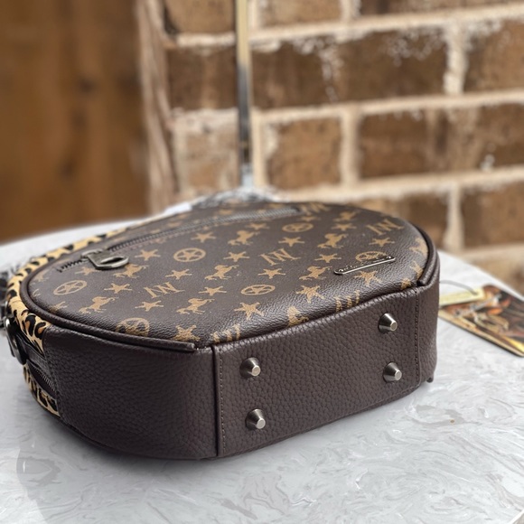 Montana West Signature Monogram Hair Calf Collection Circle Bag/ Crossbody - Picture 7 of 8